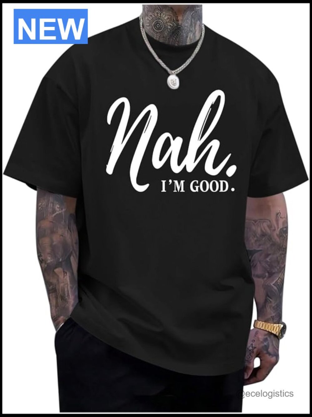 Funny Nah I'm Good Tee Oversized Motivational Streetwear Tshirt